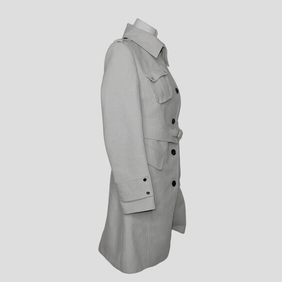 Karen Millen US SZ 8 Trench Coat Mac Asymmetrical Minimalist Immaculate READ!! - Picture 2 of 16